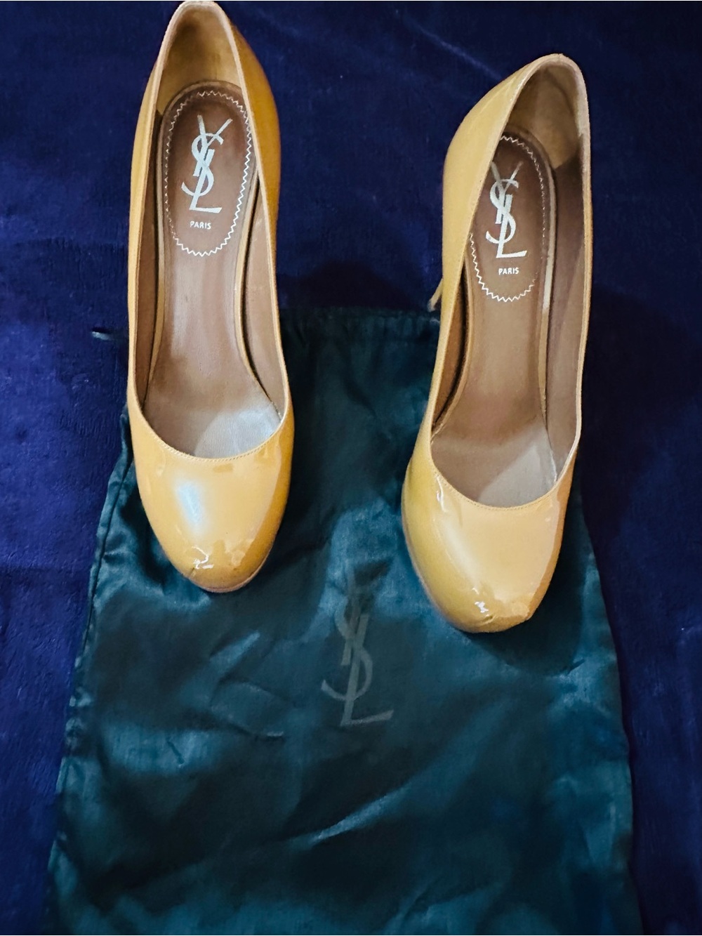 Yves Saint Laurent Mustard Patent Leather Pumps